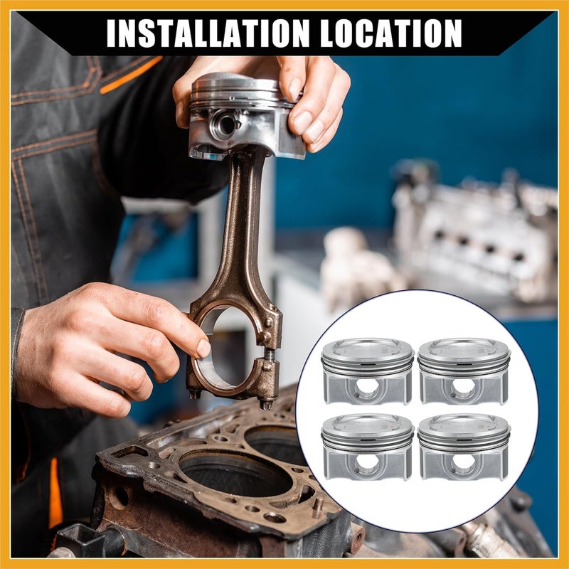 Partuto No.25198520 / Inner/Engine Piston and Pin and Snap Ring for Chevy Cruze 1.4L L4 2011-2016 / Piston Rings Kit/Metal / 1 Set/Silver Tone Replacement - Image 2